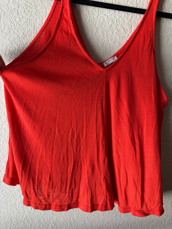 Free People Intimately FP Coral Orange Ribbed Swing Tank Top M - Picture 5 of 7